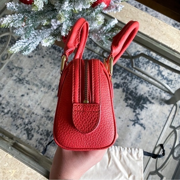 By Far Bag Dora Leather Tote Pebbled Shoulder-Strap Cowhide Miniature Coral NWT - Picture 8 of 11